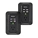 2 Pack USB Wall Charger Surge Protector, 5 Outlet Extender with 4 USB Charging Ports ( 1 USB C Outlet) 3 Sided 1800J Power Strip Multi Plug Outlets, Wall Adapter Spaced for Home Office, Black
