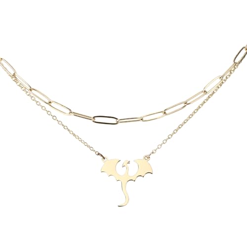 Mikovivi Collar de Dragón y Clip de Papel, Colgante Dragón Acero Inoxidable Dorado Joyería Moderna Regalos para Mujeres Joyería Elegante para Mujeres