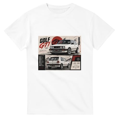 T-Shirt Golf GTI MK2 v4 Youngtimers en Coton Épais Coupe Classique