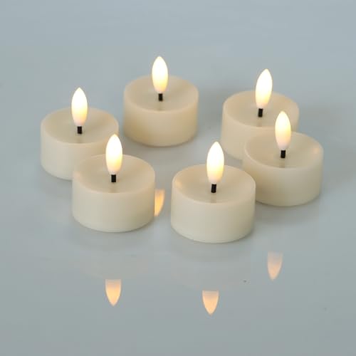 Image of Magiq 6 PCS Flameless LED Tea Lights Flickering White Battery Operated, Electric Fake Tealight Candles Long Lasting for Romantic Night Wedding Birthday Party Valentine's Day Christmas Home Decor