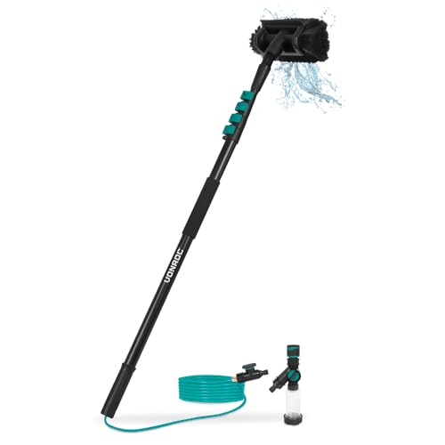 VONROC Brosse de Lavage Télescopique 4,60 m – Nettoyage Panneaux Solaires, Murs, Vitres et...