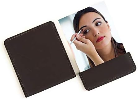 Markha Compact Small Unbreakable Travel Mirror for Pocket Purse & Wallet for Men & Women (Brown)