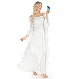 Landlordls 2024 Halloween White Renaissance Dress for Women, Women's Victorian Dress Medieval Dress Fairy Costume for Woman Gothic Dress Victorian Dress Renaissance Costume (White, S/M)