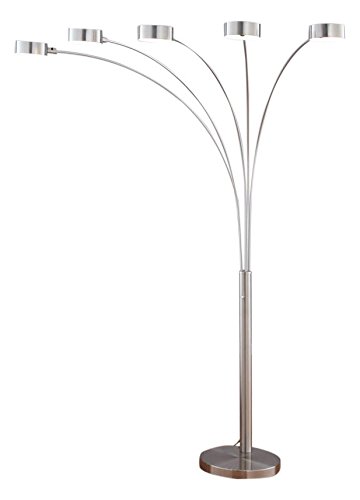 Artiva USA Micah Plus Modern LED 5-Arched Satin Nickel Floor Lamp with Dimmer 88