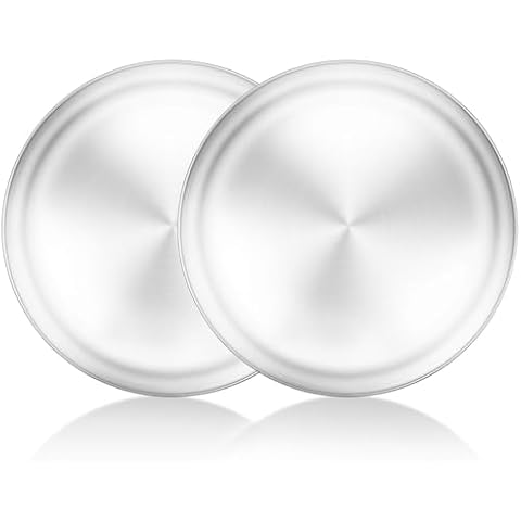 Yododo 12 inch Stainless Steel Round Pizza Pan Tray Set, 2 Pieces, Healthy & Heavy Duty, Rust Free & Dishwasher Safe Cover