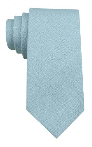 Image of Mens Solid Linen Ties - Slim Pattern Necktie for Men Wedding Groomsmen