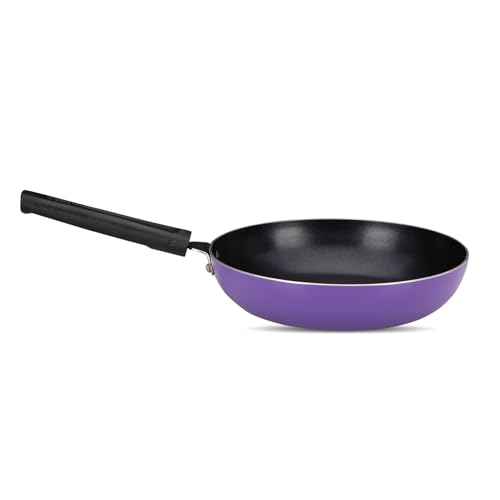Image of NAVRANG Non Stick Cookware Set of 3 Pcs | Nonstick Dosa Tawa 26 cm & Frypan 22cm with Stainless Steel Lid | Non-Induction - Purple