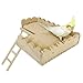 Birdcage Toy for Parrot Conure Parakeet, Hamster Platform with Climbing Ladder, Bird Perch Cage Toy Wooden Play Gym Stand, Natural Pine Wood Tray for Chinchilla Squirrel Rabbit Guinea Pig (Small)