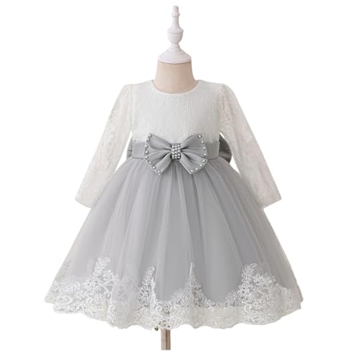Girls Long Sleeve Lace Tulle Dress with Elegant Flower Girl Party Dress for Wedding Birthday Photoshoot