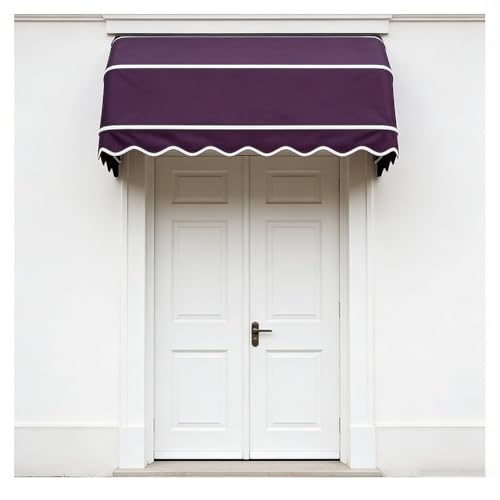 Auvent rétractable incurvé violet 160x80cm en aluminium pour porte - 4