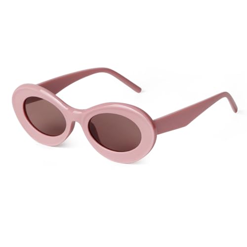 Retro Oval Cat Eye Sunglasses for Women Men 90s Small Vintage Trendy Cute Cateye Thick Frame Sun Glasses UV Shades