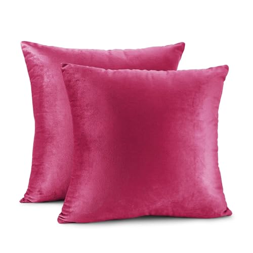 Image of Cushion Covers Velvet Set of 3, 16 inch x 16 inch (Pink)