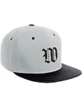 Daxton Classic Snapback Hat Old English Font Alphabet A to Z Flat Bill Visor Cap, White Black Hat, Black W