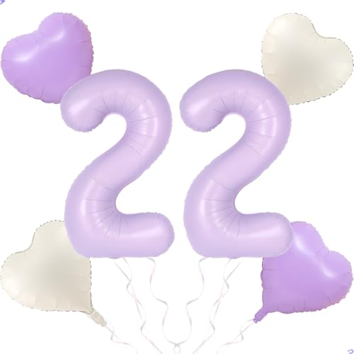 40 inch Light Purple Number 22 Balloon for Lavender Birthday Decorations, Large Lavender 22 Balloon Number 22th Party Decorations,Lilac 22 Year Old Birthday Balloon Pary Supplies Favors