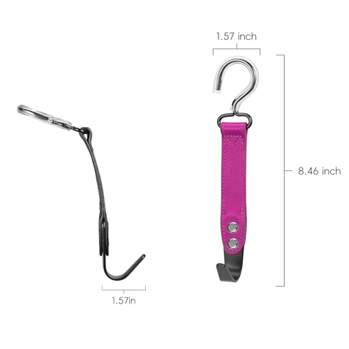 Image of 2 Pack Car Hook Holder Leather Headrest Hooks for Purses and Bags,SUS304 Car Hook(Rose Red)