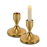 Hemobllo Gold Taper Candle Holders Set of 2, Modern European Candlestick Holders for Table Centerpiece, Decorative Candle Stand for Easter, Wedding, Dining Room & Home Decor