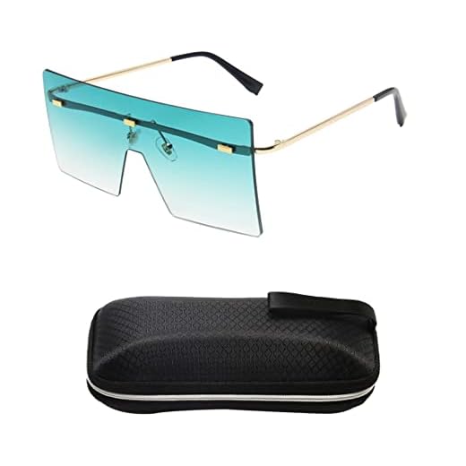 besbomig Överdimensionerade Solglasögon Utan Ram, med Glasögonfodral, Fyrkantig Spegel Solglasögon Tonad Färg, Lätt, för Män Kvinnor