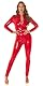 Koucla Langarm Wet Look Maxi Overall Long Catsuit V-Neck Jumpsuit mit Zipper Reißverschluss S