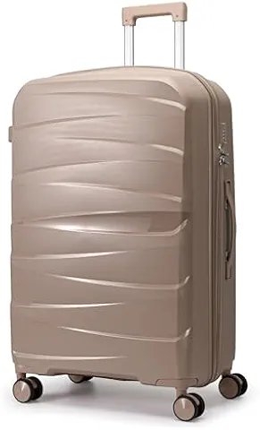 Mala Grande De Viagem 32Kg Polipropileno 8 Rodas 360 Giratória Para Despachar Rígida Leve Tamanho G Viajem Internacional Resistente (MARROM, Grande)
