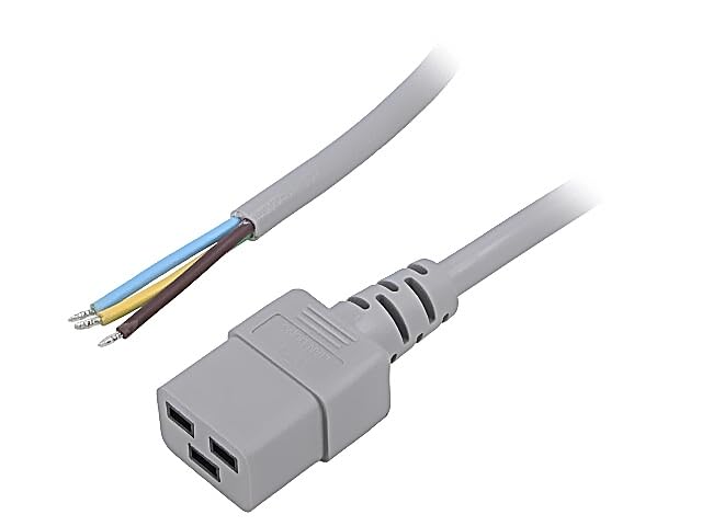 Câble 3x1,5mm2 IEC C19 femelle de 5m LIAN gris, la robustesse mécanique pour liaisons durables
