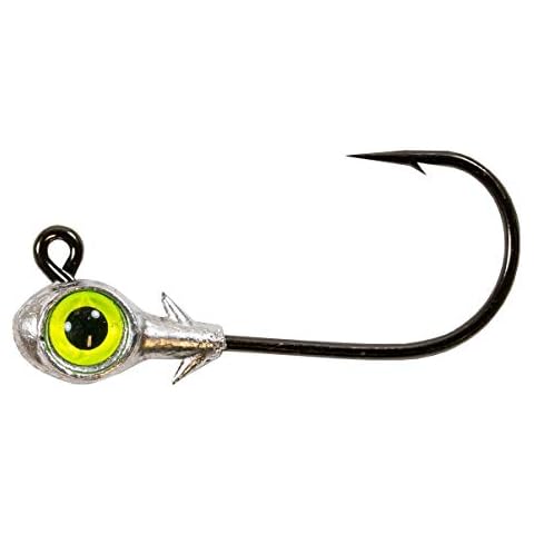 Z-MAN Fishing Trout Eye Jighead Lures 1/4 oz 3 Pack 3D Eyes Heavy Duty 2/0 Black Nickel Hooks, Chartreuse, Multi, One Size Cover