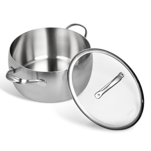 Comparison: Best 4 Quart Stock Pot 11 Beviss 5 Quarts Stock Pot, 18/10 Satinless Steel Stockpot with Lid, 3mm Thickness Heavy Duty Cooking Pot for Pasta, Chili, Stews, Soup Pot for Gas, Electric, Induction, Halogen & Ceramic Cooktops