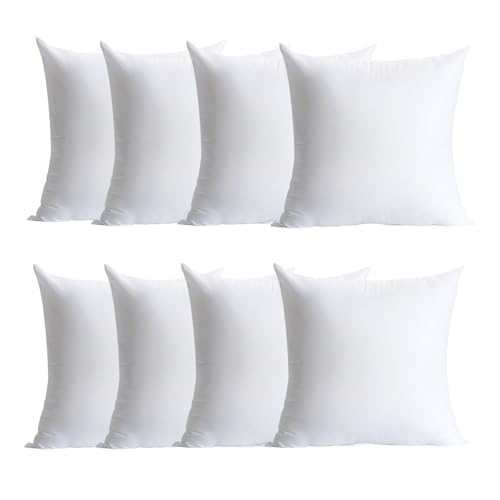 Plush and Durable Throw Pillow Inserts – 18 x 18 inches Set of 8, Hypoallergenic Polyester Fiber Fill – Perfect for Decorative Cushion Covers, Sofa and Bed Accent