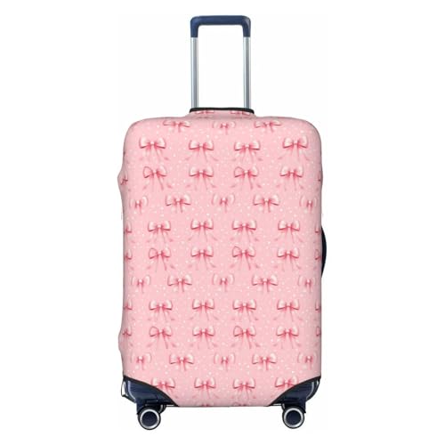 Pink Bow Polka Dots Print Travel Luggage Covers, Washable Suitcase Covers Protector for Luggage 18-32 Inch High Elasticity