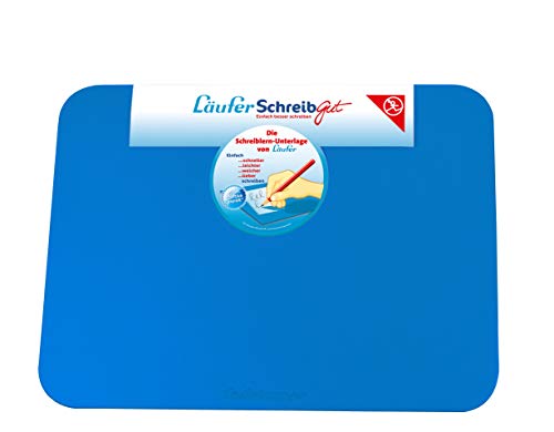 Läufer 30911 SchreibGut Schreibtischunterlage zum Schreiben lernen, für den perfekten Schulanfang, Zubehör für Kinderschreibtisch, rutschfest und abwischbar, blau
