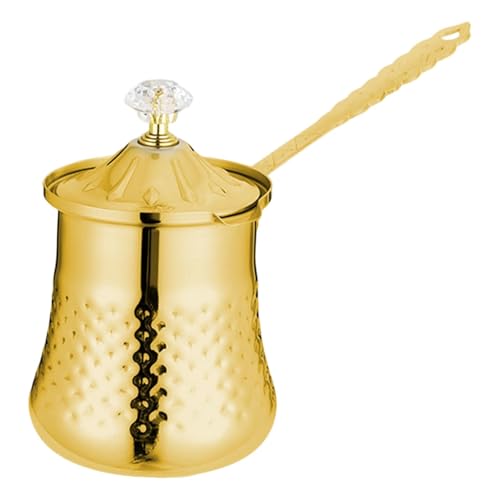 Fxzqgnh Cafetera, cafetera, cafetera de camping, fácil de limpiar, mango cómodo, multifuncional para estufas de gas, cocina, acero inoxidable dorado, L