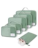 ECOHUB 6 Piezas Organizador Para Maletas, Organizadores De Viaje Con Etiqueta, Packing Cubes Recicladas Para Mochilas, Organizadores De Embalaje De Equipaje De Malla Antidesgarro(Verde)