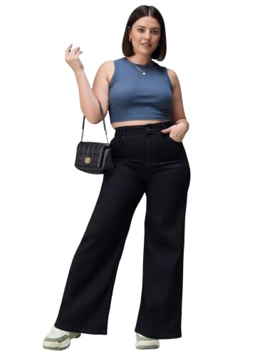 Image of Miss Chase A+ Women's Wide Leg High Rise Regular Length Stretchable Denim Jeans