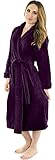 NY Threads Womens Fleece Bathrobe - Shawl Collar Soft Plush Robe Spa Robe (Large, Plum)
