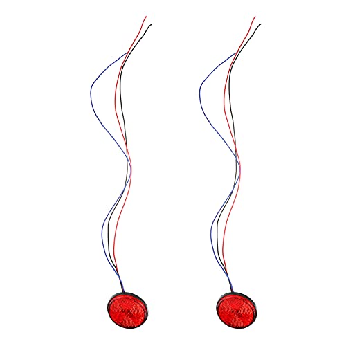 HOLIDYOYO 2Pcs Round LED Rear Reflector Tail Light Brake Lamp for Motorbike High Brightness Durable Low Consumption Compatible with Motorcycles and Electric Vehicles