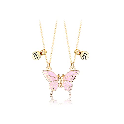 Ellxen Collar de la amistad, collar de mariposa creativa, collar de mariposa, collar a juego de cumpleaños, accesorios simples para mujer, Acero inoxidable Cover