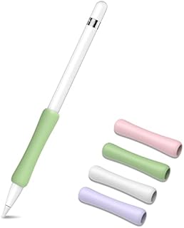 Kenkor 4 Pack Apple Pencil Grips Case Cover, Silicone Holder Sleeve, Pencil Case Compatible with Apple Pencil 1st and 2nd Generation (White, Pink, Purple, Avocado Green)