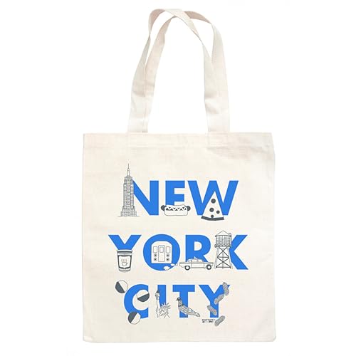 MAPTOTE Grocery Canvas Tote - Reusable Cotton Canvas Bag for Shopping Daily Errands Beach Trips and Travel - Screenprinted Earth Friendly and Made in USA - Font Style New York City
