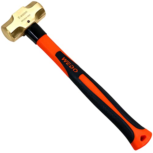 WEDO Brass Sledge Hammer With Fiberglass Handle, Die-Forged, Corrosion Resistant, DIN Standard, 1lb, 300mm, 12"
