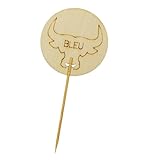 Monouso | 60 Palillos Marcadores de Carne 'Muy Poco Hecho', 9cm, Pinchos de Bambú, Color Bambú, Carne, Barbacoas, Accesorios, Parrilla, Catering