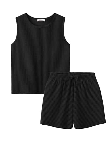 Arshiner Girls Short Sets Summer 2 Piece Outfits Black Workout