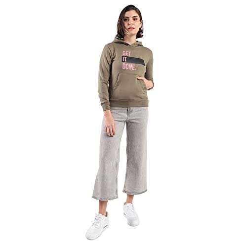 Image of PINACOLADA Women's Cotton Solid Printed Sweatshirt with Hoodie, Regular Fit for Casual Wear Full Sleeve Sweatshirt Crafted with Comfort Fit and High-Performance for Everyday Wear