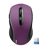 TECKNET Bluetooth Mouse, 4000DPI Wireless Mice for Laptop 2-in-1(BT 5.0/3.0+2.4Ghz) Computer Portable PC Mouse Wireless with USB Receiver for Mac (USB-A+Bluetooth, Purple)