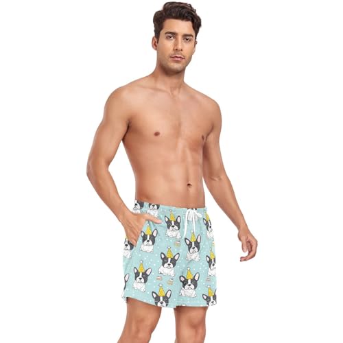 Corgi Dog Birthday Cakes Men's Swim Trunks with Liner Quick Dry Beach Shorts Swimwear Bathing Suit S-XXL4