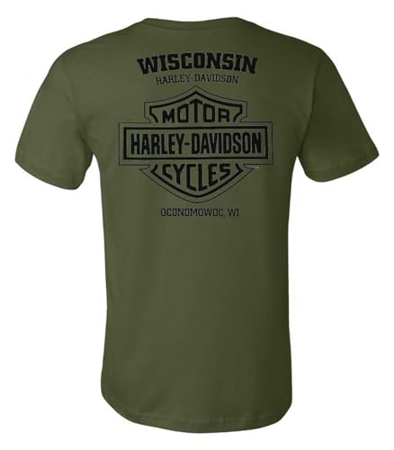 Harley-Davidson Men's Dark Trait Short Sleeve Crew-Neck T-Shirt, Military Green2