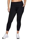 RBX Plus Size Ankle Length Leggings for Women, Solid Squat Proof 7/8 Yoga Leggings with Pockets 7/8 Jet Black 2X