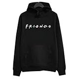 Wenirn Women Hoodies Casual Long Sleeve Letter Print Front Pocket Friendship Hoodies Black