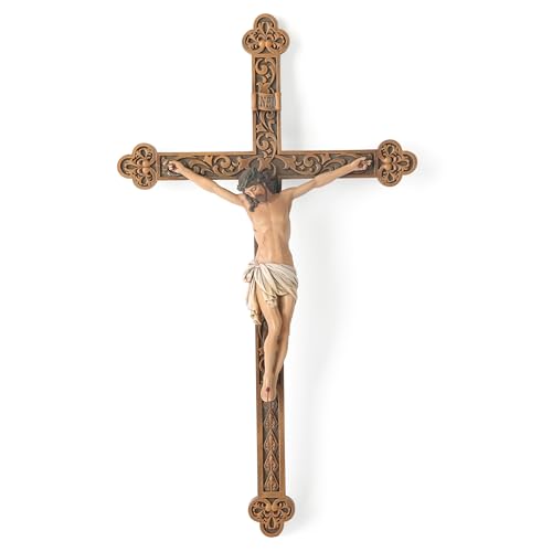 Cruz de parede com crucifixo católico BC, decoração de casa de parede de Jesus Cristo, visual esculp