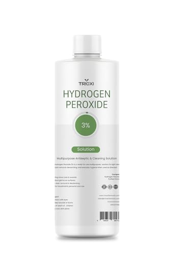 Hydrogen Peroxide 3% Solution Disinfectant Liquid Antiseptic for Wounds Multi-Purpose Cleaner Stain Remover Laundry Whitener Odor Eliminator (500ml)