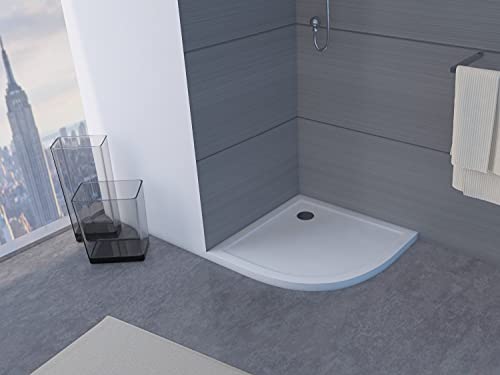 Duschtasse Duschwanne Viertelkreis 90 x 90 cm - hochwertige Duschtasse aus Sanitär-Acryl, passend für Viertelkreis-Duschabtrennungen mit einem Radius von 55 cm und einer Grundfläche von 90 x 90 cm – Bild 3