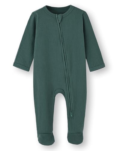 Image of ACESTAR Baby Footies Pajamas, 2-Way Zipper Baby Sleepers with Mitten Cuffs - Long Sleeve Baby Zip Up Onesie for 0-12 Months